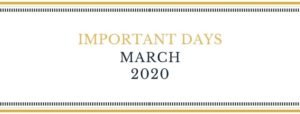 important days MARCH 2020
