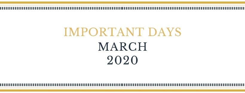 important days MARCH 2020