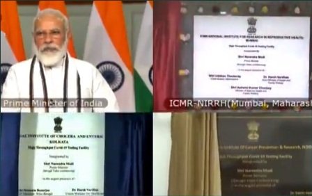 PM Modi Launches High-Throughput COVID-19 Testing Centres at ICMR Labs in Noida, Mumbai, Kolkata