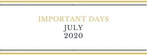 important days in July 2020