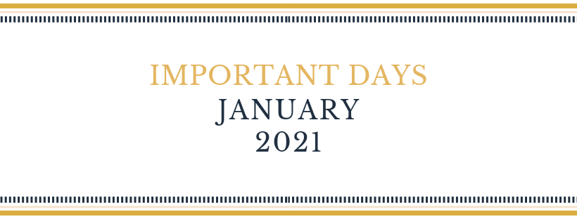 Important Days in January 2021