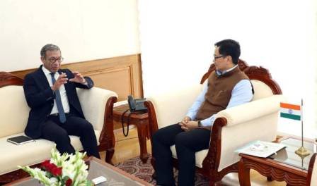 Sports Minister Kiren Rijiju and IPU President Duarte Pacheco holds meeting in New Delhi