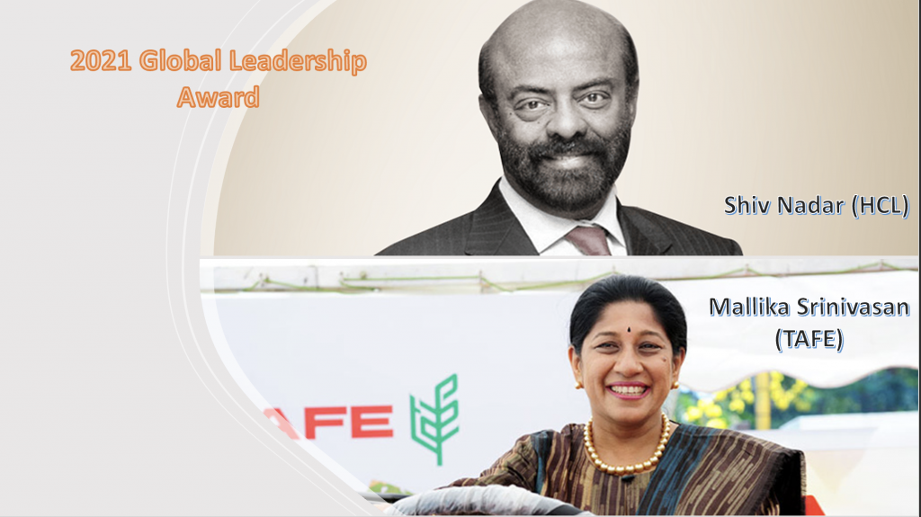 Shiv Nadar, Mallika Srinivasan to be awarded 2021 Global Leadership Award