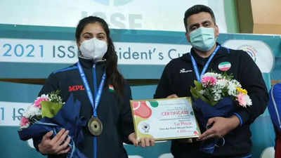 Indo-Iranian pair Manu Bhaker and Javad Foroughi wins air pistol mixed team gold in inaugural President's Cup