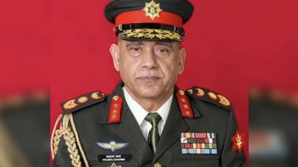 epal Army Chief Gen Prabhu Ram Sharma with the honorary rank of 'General of the Indian Army'.