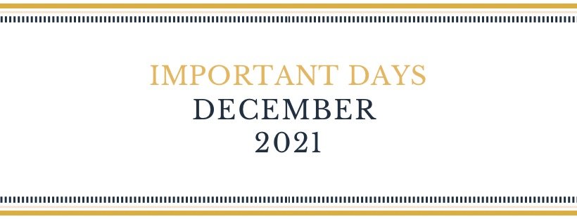 Important Days in December 2021